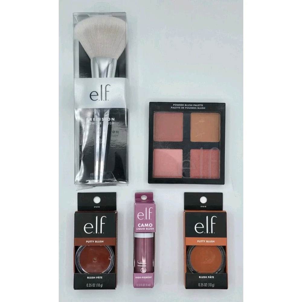 5 Lot NEW e.l.f. Powder Blush Palette Light-Blush&Glow +Powder Brush Putty Blush